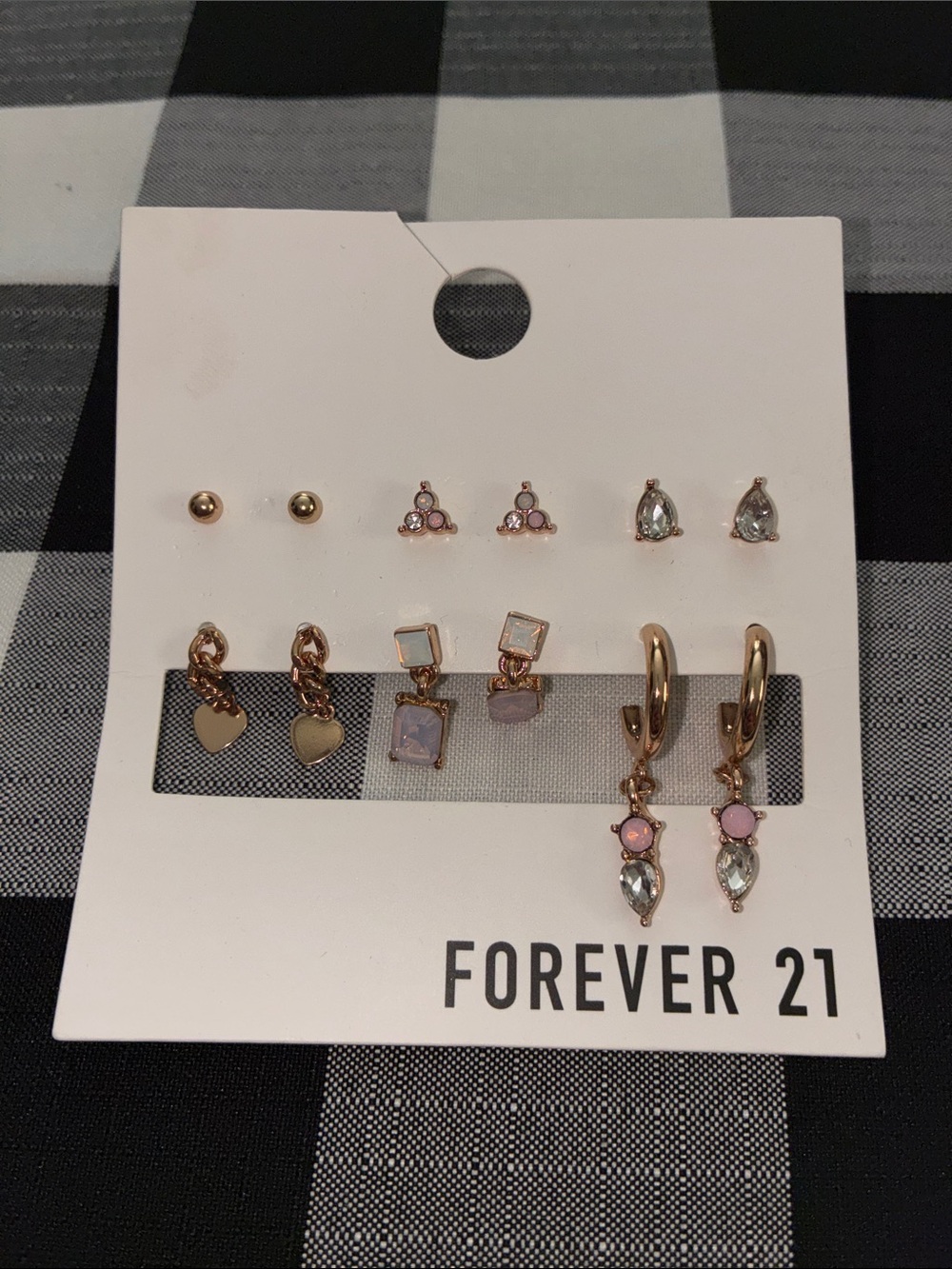 Forever 21 Rose Gold and Pink Mixed Earring Set